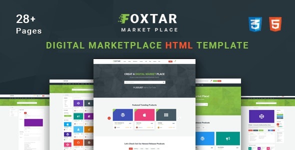 【HTML模板】Foxtar – 适用于数字市场（商城）HTML模板