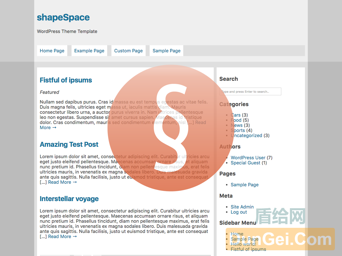 [WordPress主题]shapeSpace – WordPress主题模板