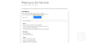 AI生成的歌词-These Lyrics Do Not Exist[创意网站,有趣网址]