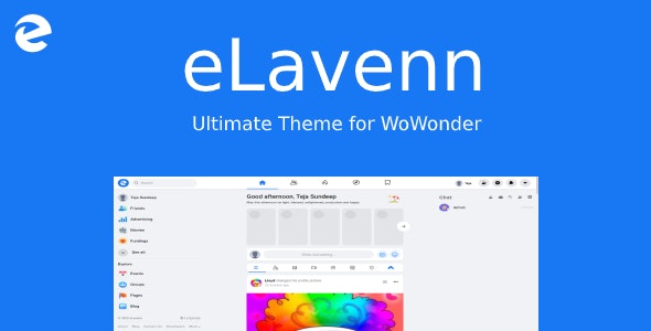 eLavenn v1.2 – WoWonder 主题模板[国外源码]