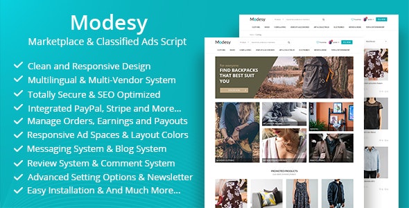 Modesy v1.7 – PHP在线商城和分类广告源码[国外源码]