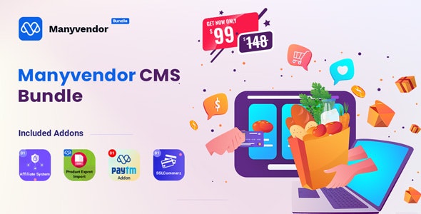 Manyvendor v2.0 – eCommerce & Multi-vendor CMS Bundle电子商务和多供应商 CMS 捆绑包源码