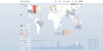 全球DDoS实时动态图-Digital Attack Map-度崩网-几度崩溃